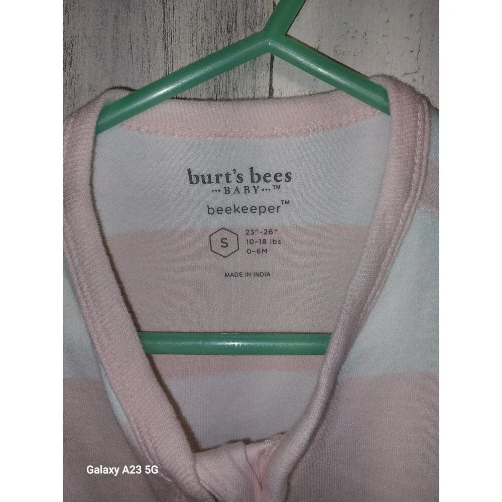 Burt’s Bees Baby Beekeeper Wearable Blanket Sleepsack Size Small White & Pink